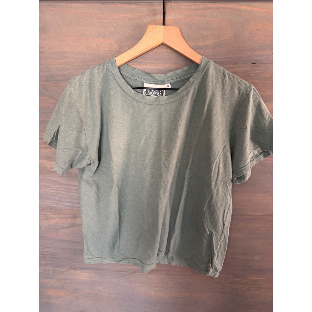 Jungmaven Hemp Organic Cotton Crewneck T-Shirt Sage Green Cropped Relaxed Small